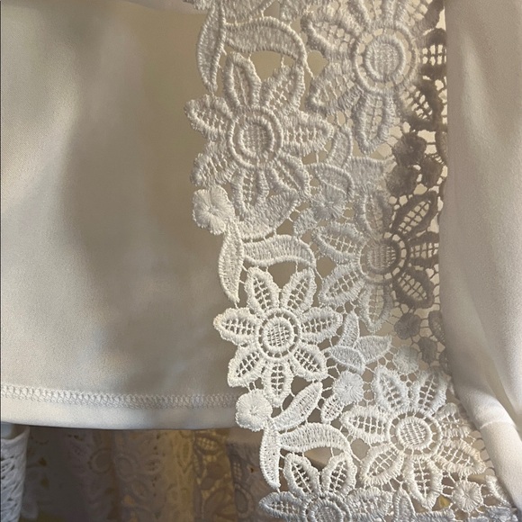 Express White Dress sleeveless- very soft halter-ish, eye catching lacy hemline. - Picture 6 of 9